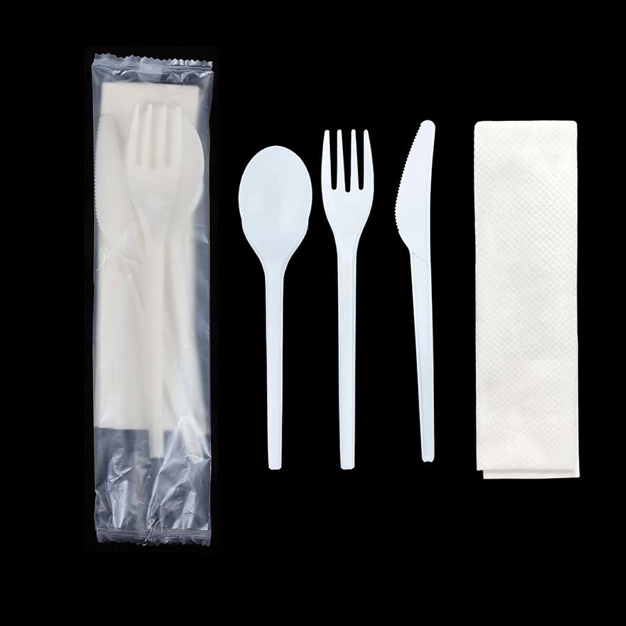 Amazon Hot Sales Biodegradable Disposable Kitchen Tablware Cpla Compostable Cutlery Set Bio Packed