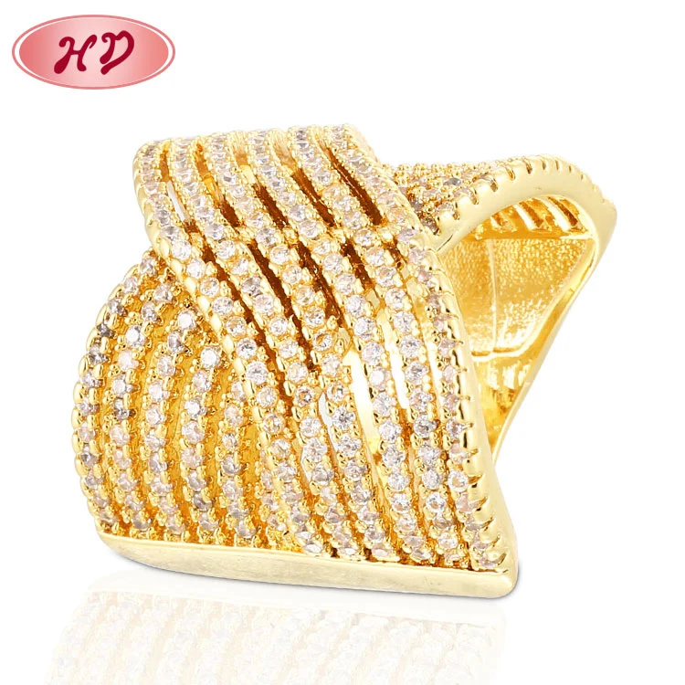 Single Princess Women Engagement Wedding Ring Designs Gold Plating Jewelry