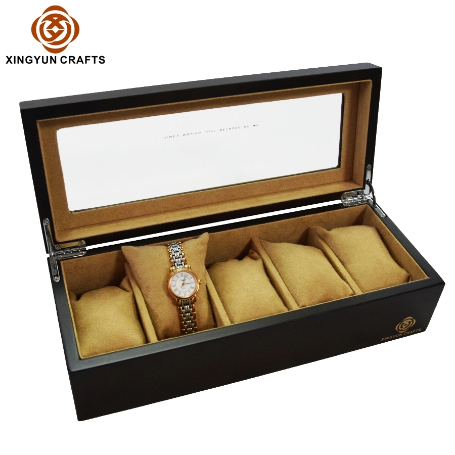 OEM & ODM Custom Logo MDF Wooden Lacquered Luxury Wood Watch Box with Glass Window