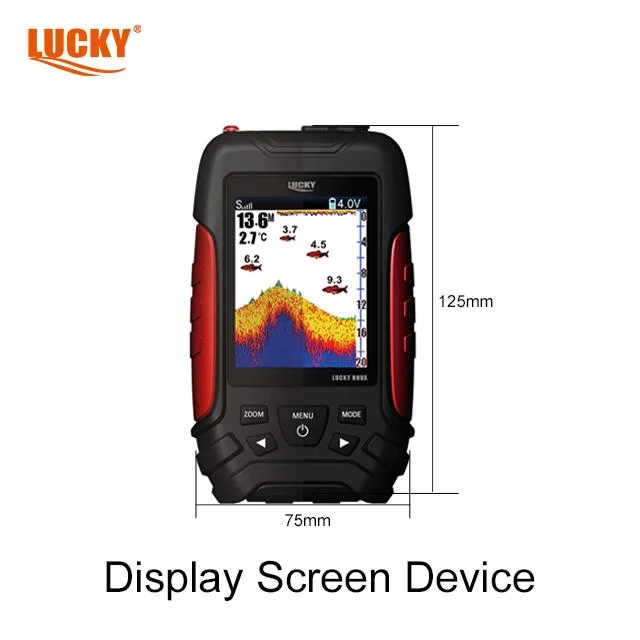 Lucky fish finder FL168lic-wt Display de matriz de punto de color con los sensores inalámbricos y transductor de doble uso Buscador de Peces de la pesca