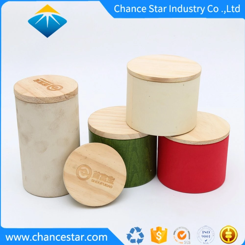 Custom Thick Cardboard Round Paper Box with Wooden Lid