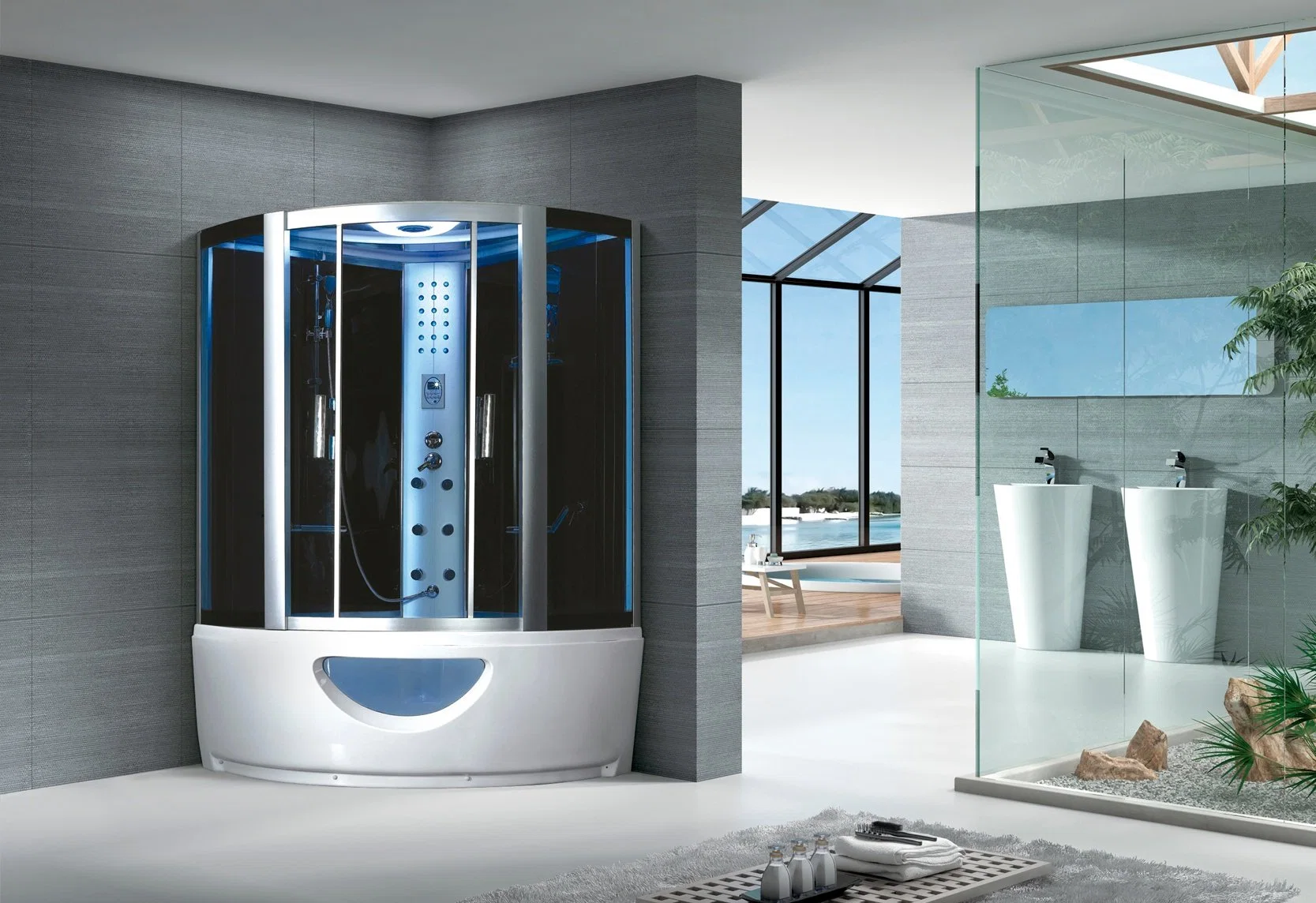 Hotel Acrylic Bathroom European Complete Aluminum Simple Enclosure Shower Steam Room