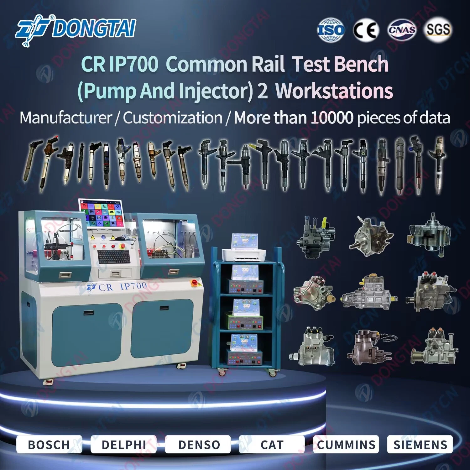 Dongtai Crip700 Cr IP700 Common Rail Injector and Pump 2 Stations, 2 Tracks, Floating Screen