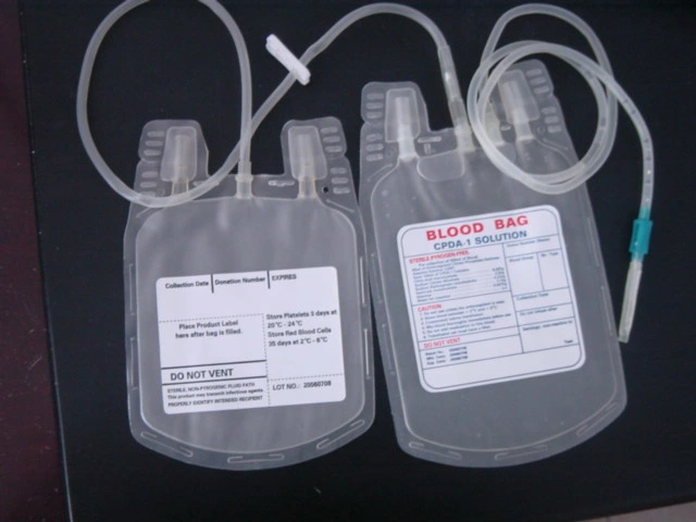 Disposable Double Blood Bag for Medical Use (Tubular Film)