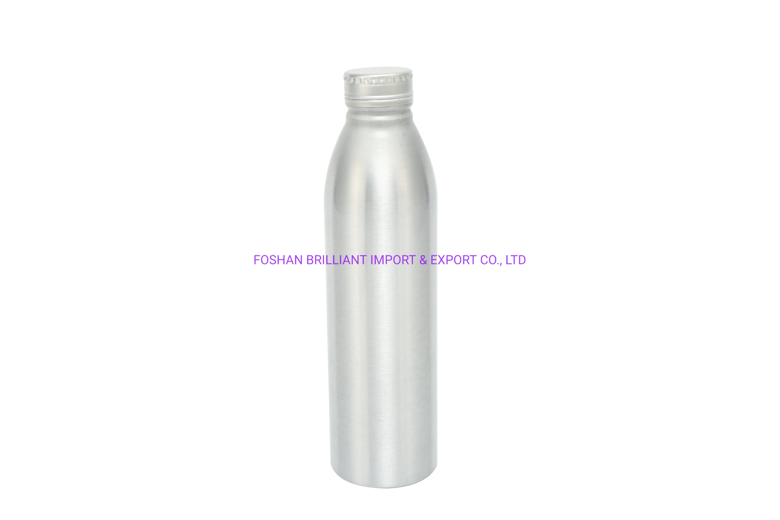 De Aluminio recubierto de grado alimenticio vaso de agua de los envases de metal blanco plateado la botella de aluminio con cierre ROPP 200ml 300 ml 400 ml 500ML 600ml 700 ml