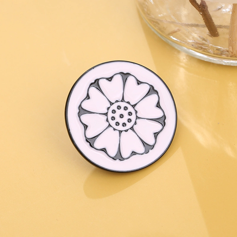 Custom Logo Film and Television Cartoon Lotus Flower Animation Round Clothing Accessories Gifts Alloy Metal Hard Soft Brooch Enamel Badge Lapel Pin