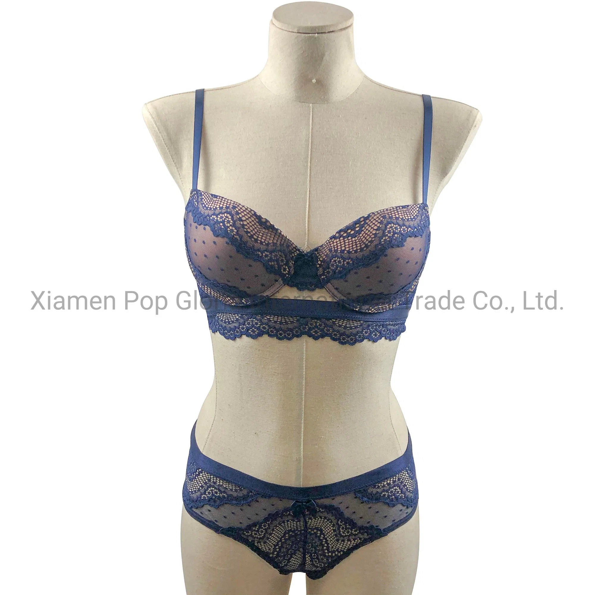 Ladies Sexy Padded Underwear Fashion Design and Cutting Delicate Lace Mesh