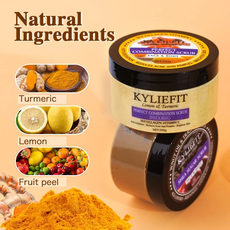 Custom Logo Private Label Natural Papaya Skin Turmeric Whitening Exfoliating and Body Vitamin C Face Scrub for Acne