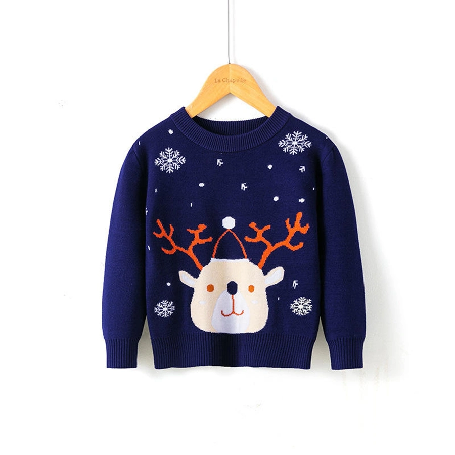 Children's Sweater 2022 New Autumn Winter Christmas Snow Deer Boys and Girls' Bottomed Sweater Children's Wear