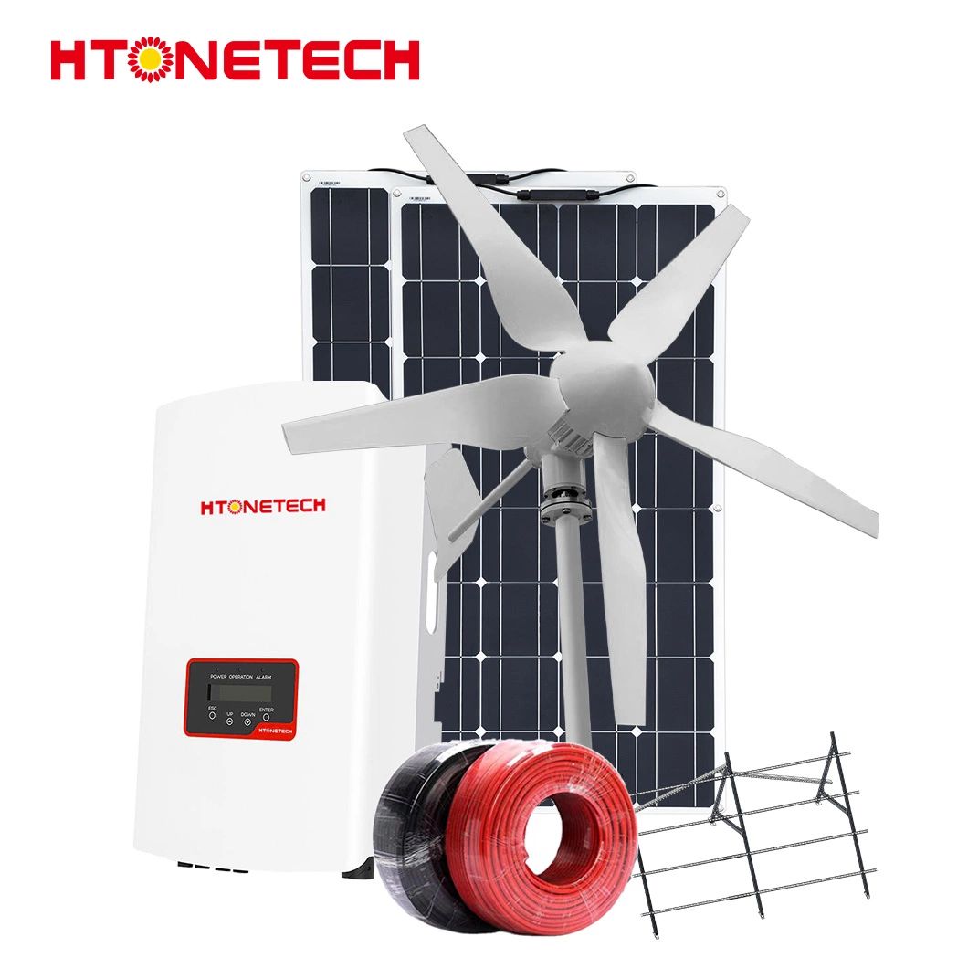 Htonetech China 450 W de la fábrica de paneles solares 500W 800W 1000W 1500W 2000W 2 Kw de Energía Solar el sistema con 2 Kw aerogenerador