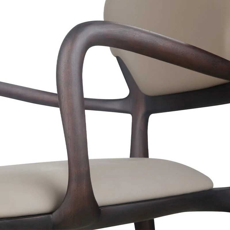 Nordic Solid Wood Modern Simple Smoke Color Ash Wood Cloth Soft Bag Dining Chair