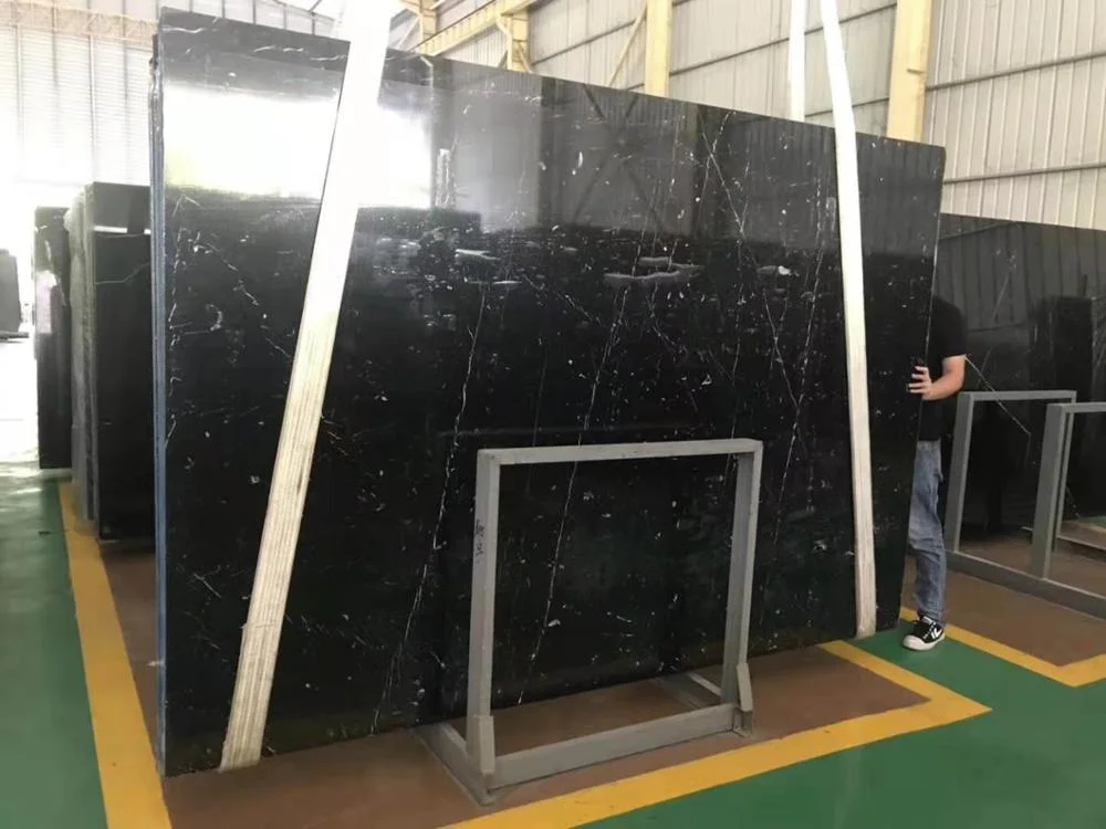 Wholesale/Supplier Price Top Quality Black Natural Stone Marble with Gray Veins Marble Tile