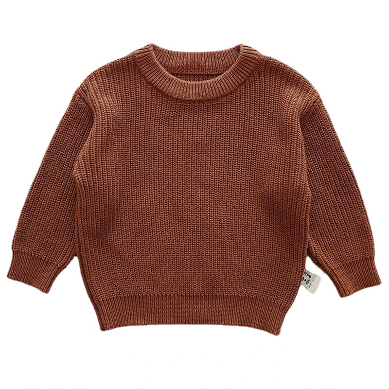 Custom 100% Cotton Crew Neck Knitted Infant Apparel Pullover Baby Sweater