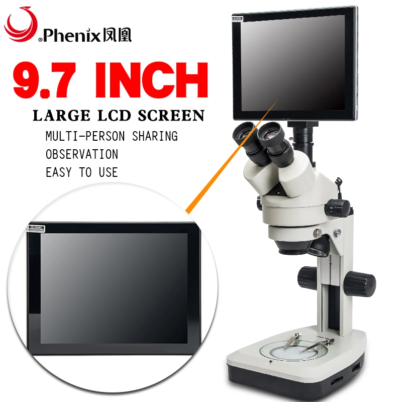 Microscópio digital com zoom trinocular com câmara e ecrã LCD de 9,7 polegadas Para Inspeção XTL-165-DMT