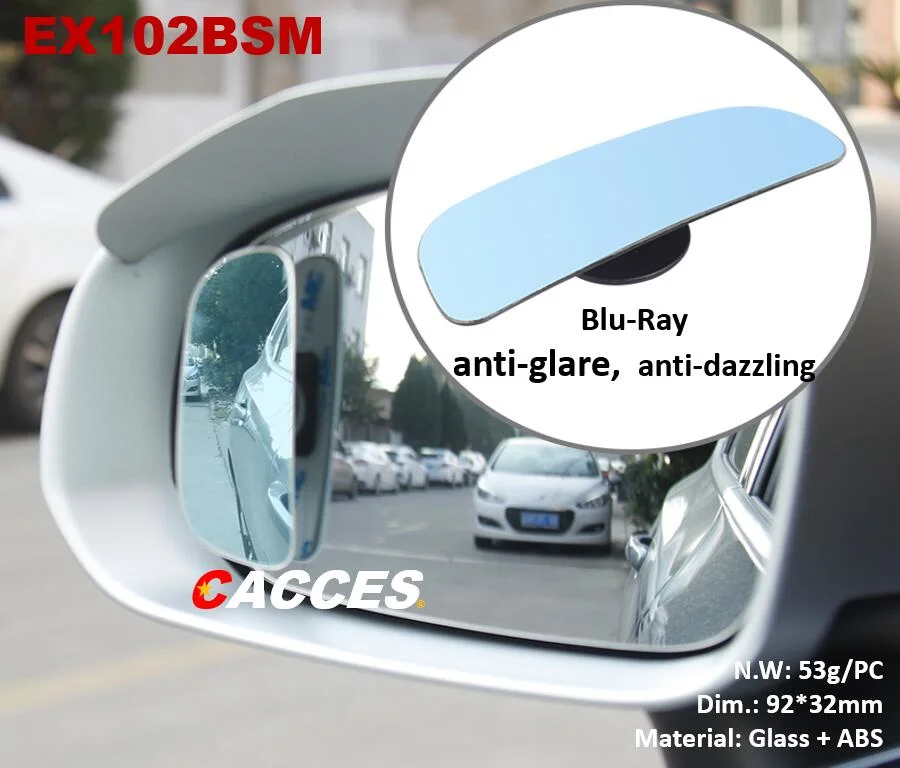 Blind Spot voiture Anti-Dazzle miroir, Rectangle vue expansive aveugle réglable miroir, HD rétroviseur convexe de verre bleu, ultra-fin Frameless Blind Spot Lens