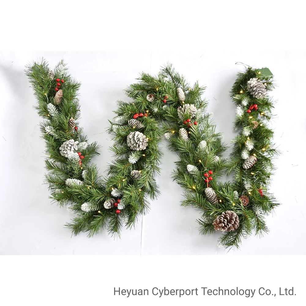 9&prime; Artificial Christmas Garland Faux Frosted PVC Garland with Decortion for Holiday