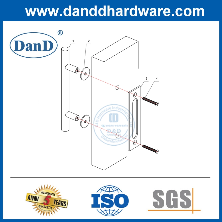 Puxador de fixação de ferragens para portas de madeira deslizante para serviço pesado americano Conjuntos