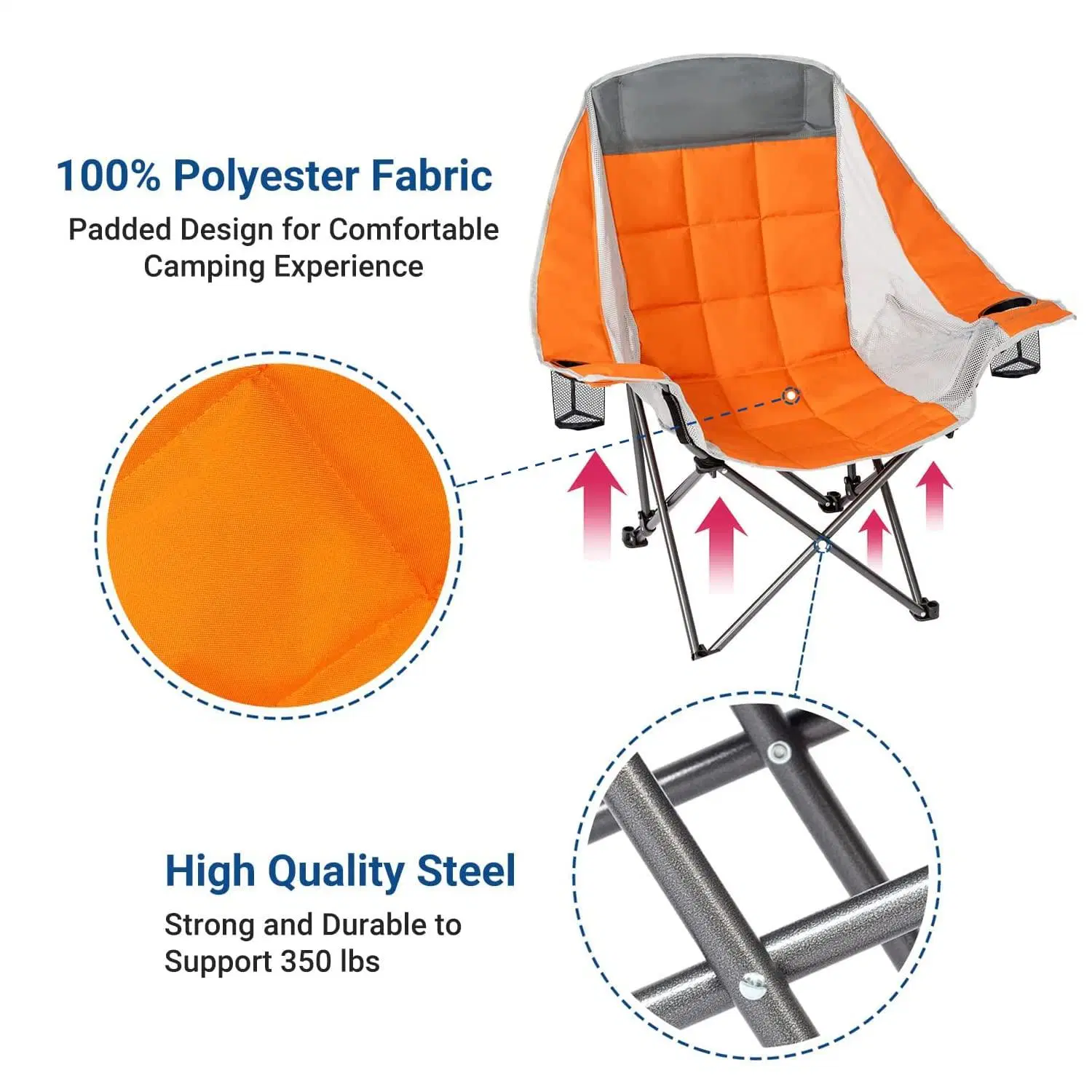 Outdoor Camping Lawn Heavy Dutycup Holders Portable Lightweight Beach Chair