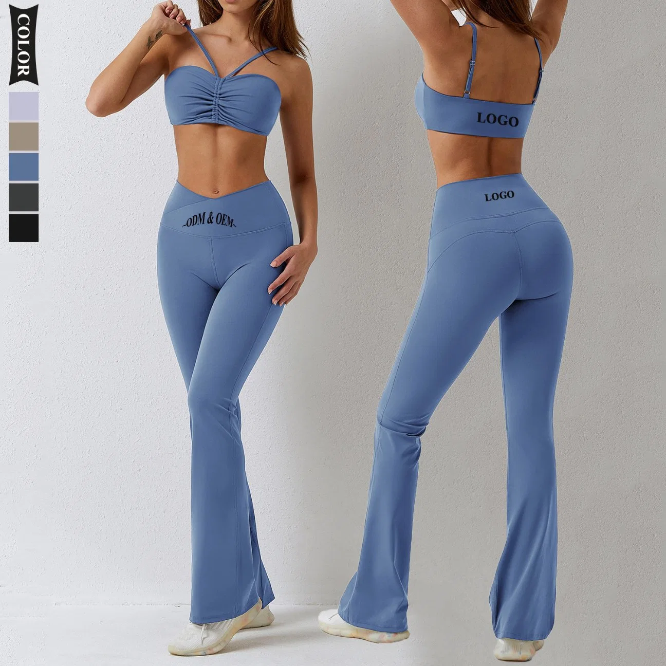 Femmes Danse Loisir Soutien-Gorge de Yoga Évidé Sports Pantalons Cloche Yoga Serrés Vêtements