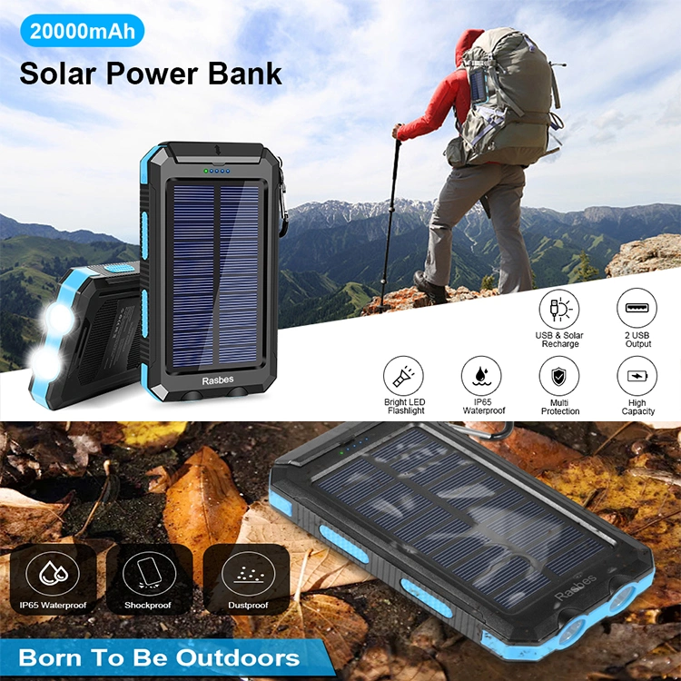 Outdoor Waterproof Mobile Phone Charging 20000mAh Solar Power Bank Wireless Charger