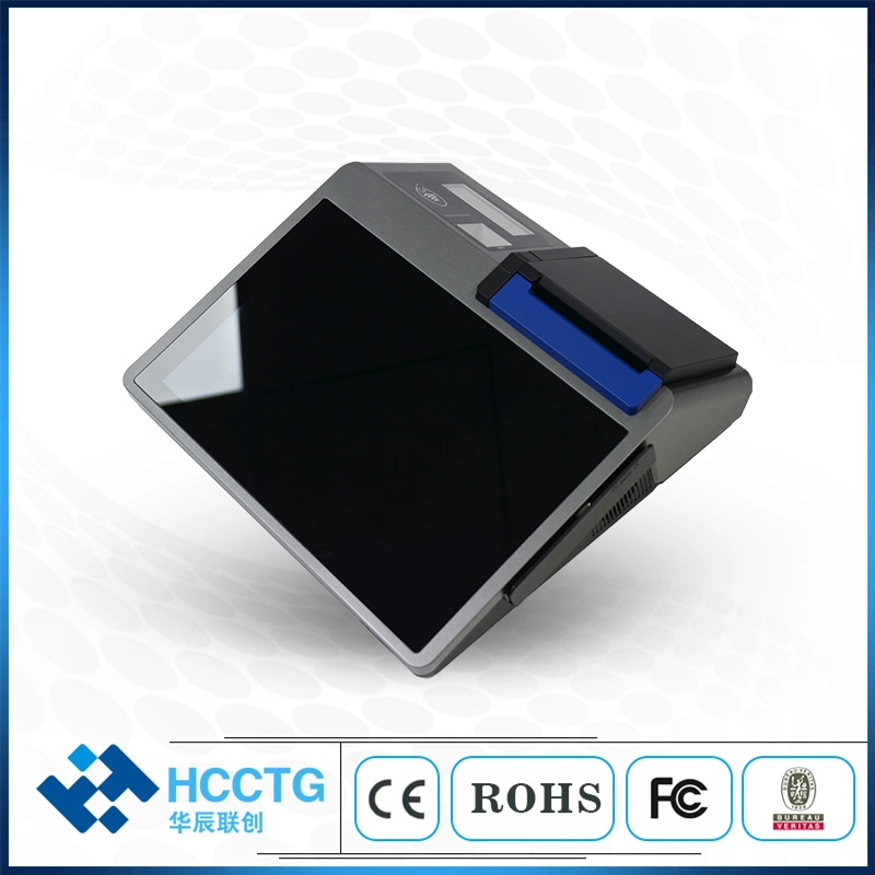 4GB 64GB 4G WiFi Bluetooth Desktop POS All-in-One Android 11 Tablet PC POS Terminal mit Kartenleser QR Codescanner Thermodrucker und Fingerabdruck (HCC-A1180B)