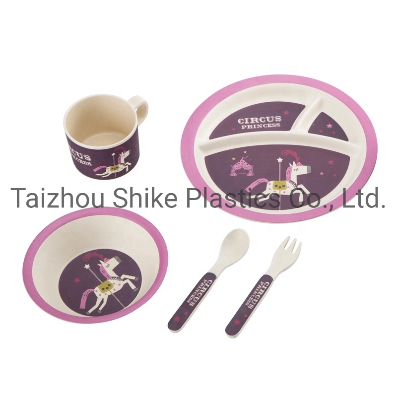 Minnie Baby Plates Sets Bamboo Kids Dinner Plate Set with Fork and Spoon