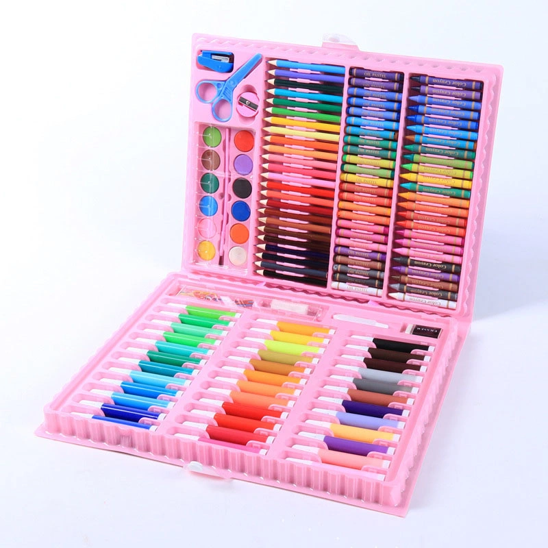 Amazon Wholesale/Supplier 150 Pieces Plastic Box Art Drawing Set for Kids Drawing Art Box with Oil Pastels, Crayons, Colored Pencils, Markers