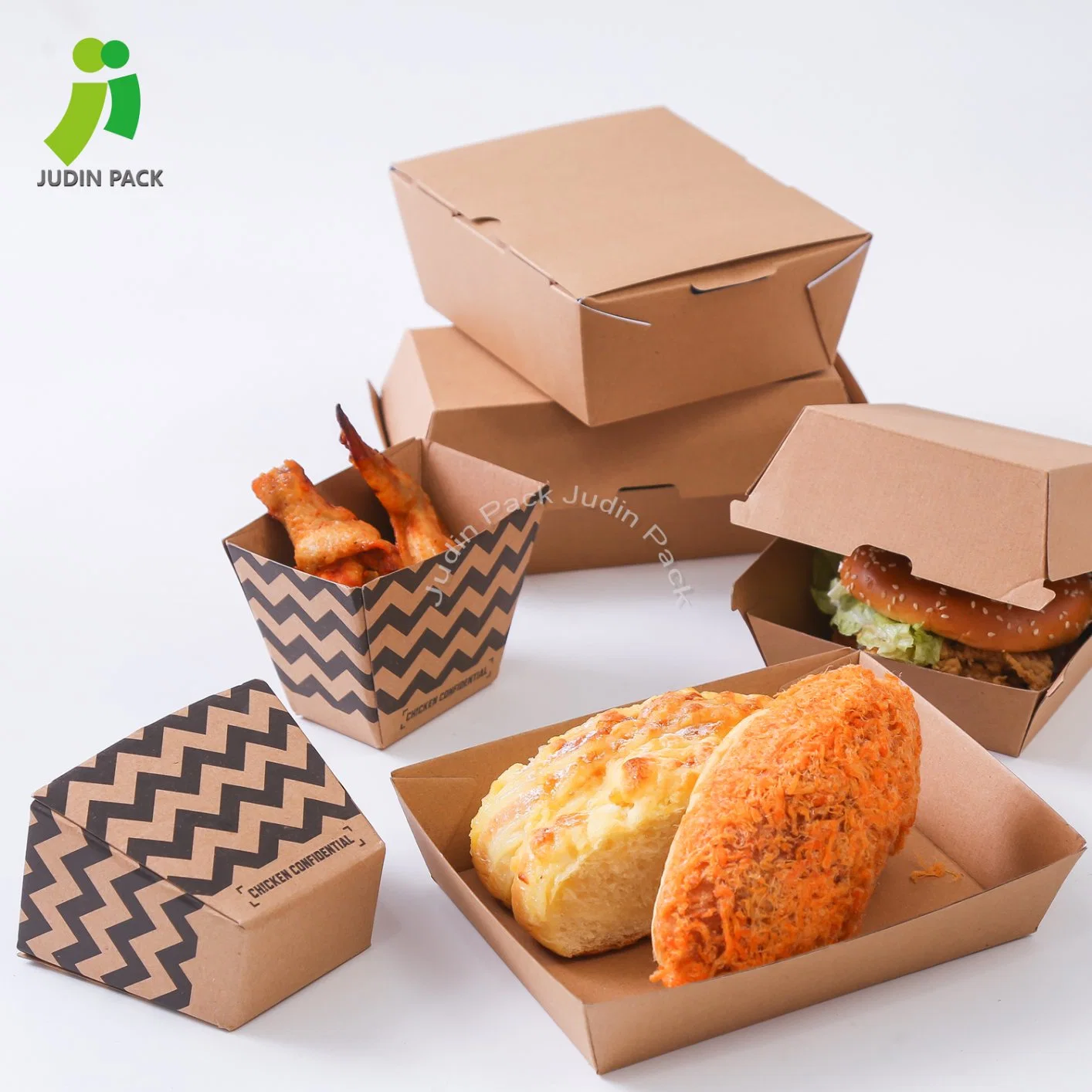 Caja de alimentación de papel corrugado desechable Kraft Takeaway