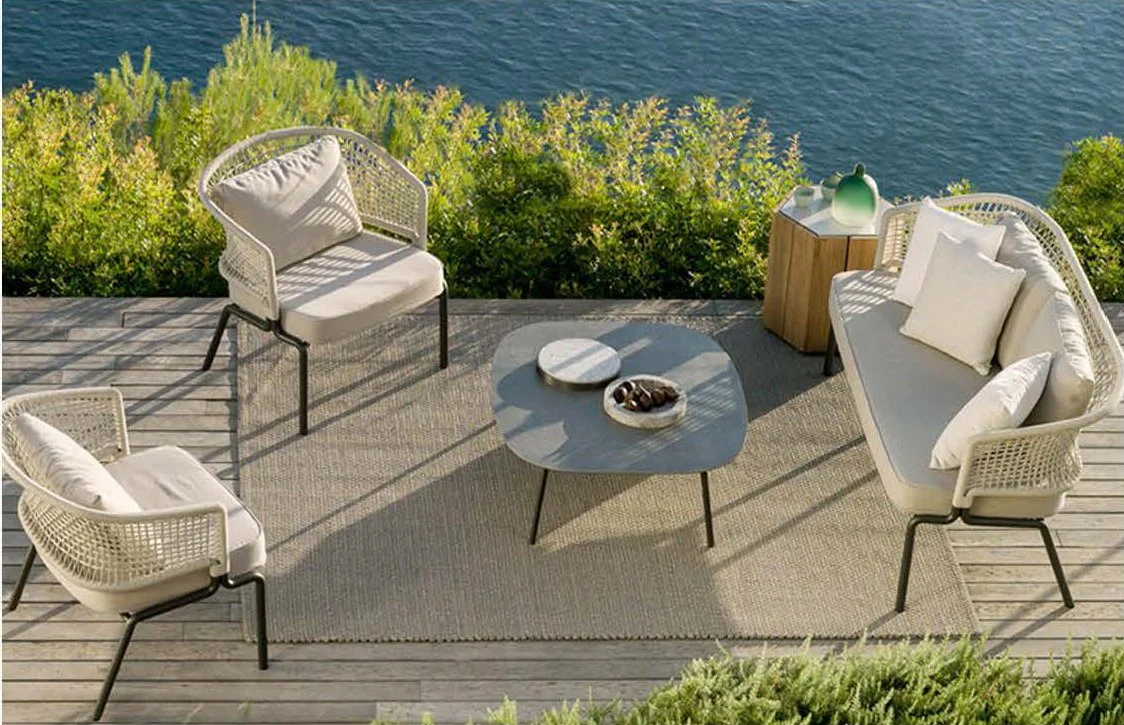 Save Place Fashion Hotel Outdoor Furniture Rattan Chair Set Rope Wicker Home Garden Villa Patio Metal Leg Chair Table Set