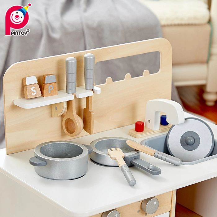 Wooden Toy Boys and Girls Cookware Set Kitchen Role Play Toy