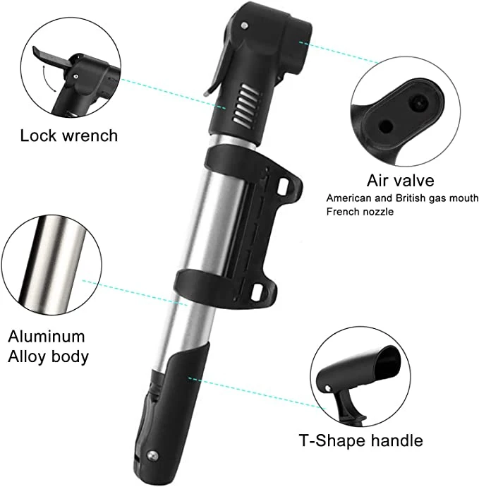 China fábrica de bicicletas portátiles de la bomba de aire de todas las válvulas