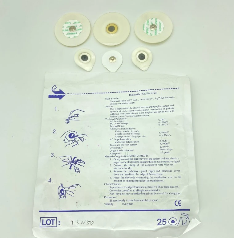 إلكترودات ECG/EKG الكهربائية للبالغين والكهربائية المستدير للرغوة AG/Agcl Monitor الإلكترودات التي يمكن التخلص منها 50PCS/Pack SBA-101