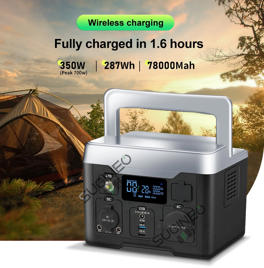 78000Sugineo 350W mAh 287Wh Estação de Energia Portátil Carregador sem fio com bateria de lítio ternário 18650 Pd100W para Outdoor Camping Powerstation portátil de Telefone