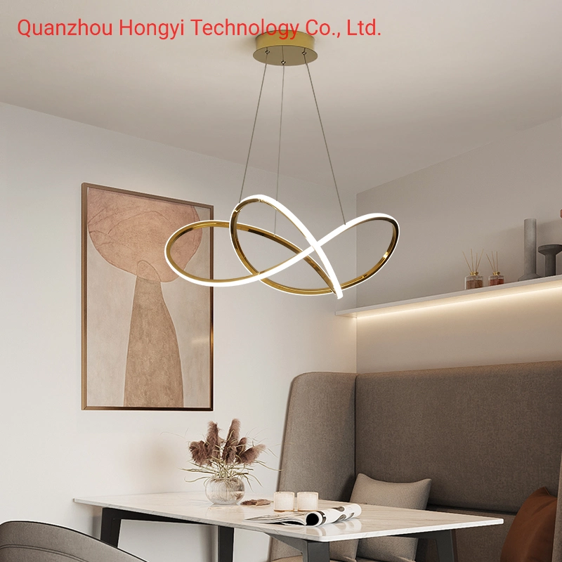 Simple Hanging Aluminum Gold Luxury Modern LED Chandelier Light Lustre