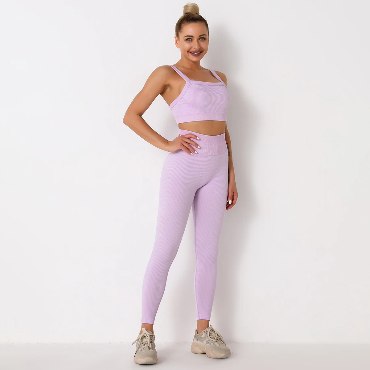 Mujer Yoga Fitness sujetador sin costuras + pantalones Leggings conjunto gimnasio Deportes de entrenamiento Desgaste