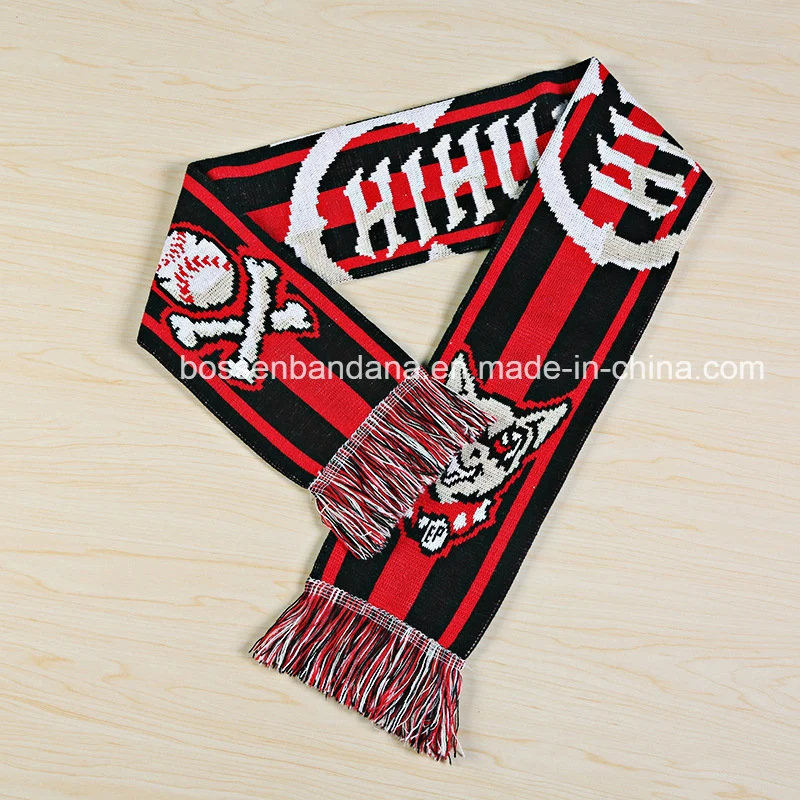 China Hersteller OEM Custom beide Seiten Jacquard Woven Fußball Fanschal