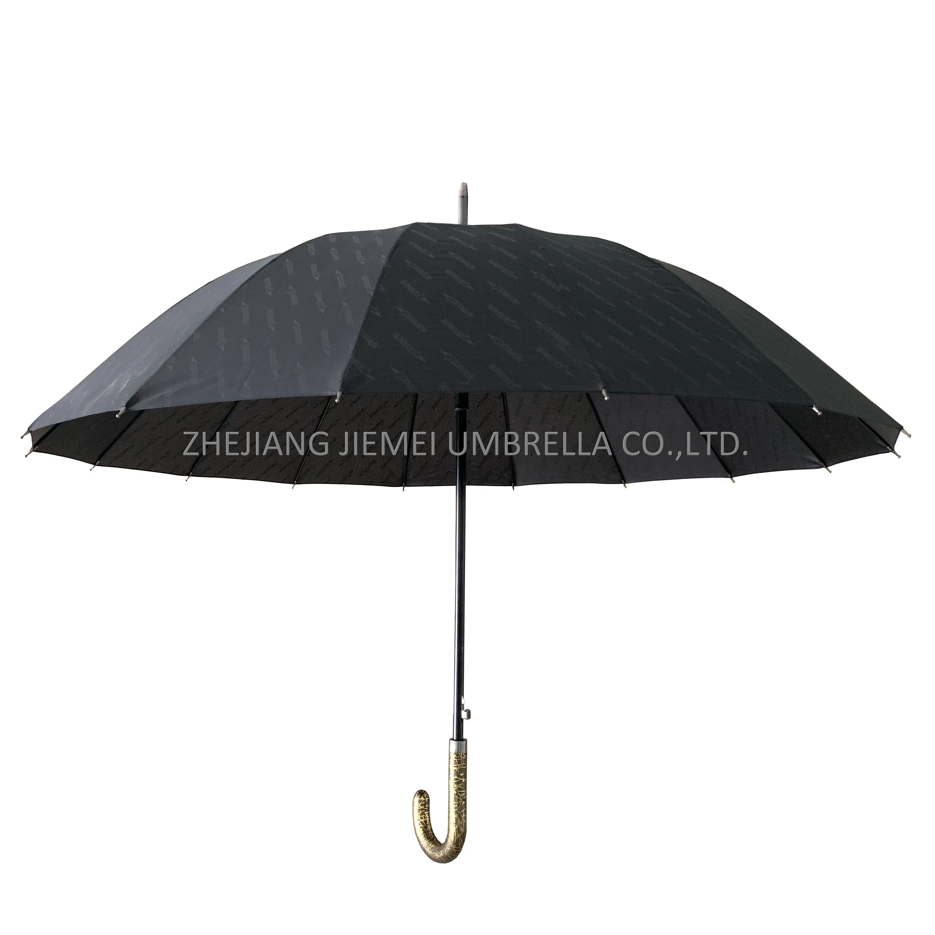 27 Inch 16 Panel Embossed Fabric Straight Umbrella