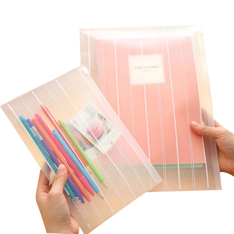 Simple Transparent Frosted File Bag Student Large Capacity A4 File Bag Storage Office File Bag