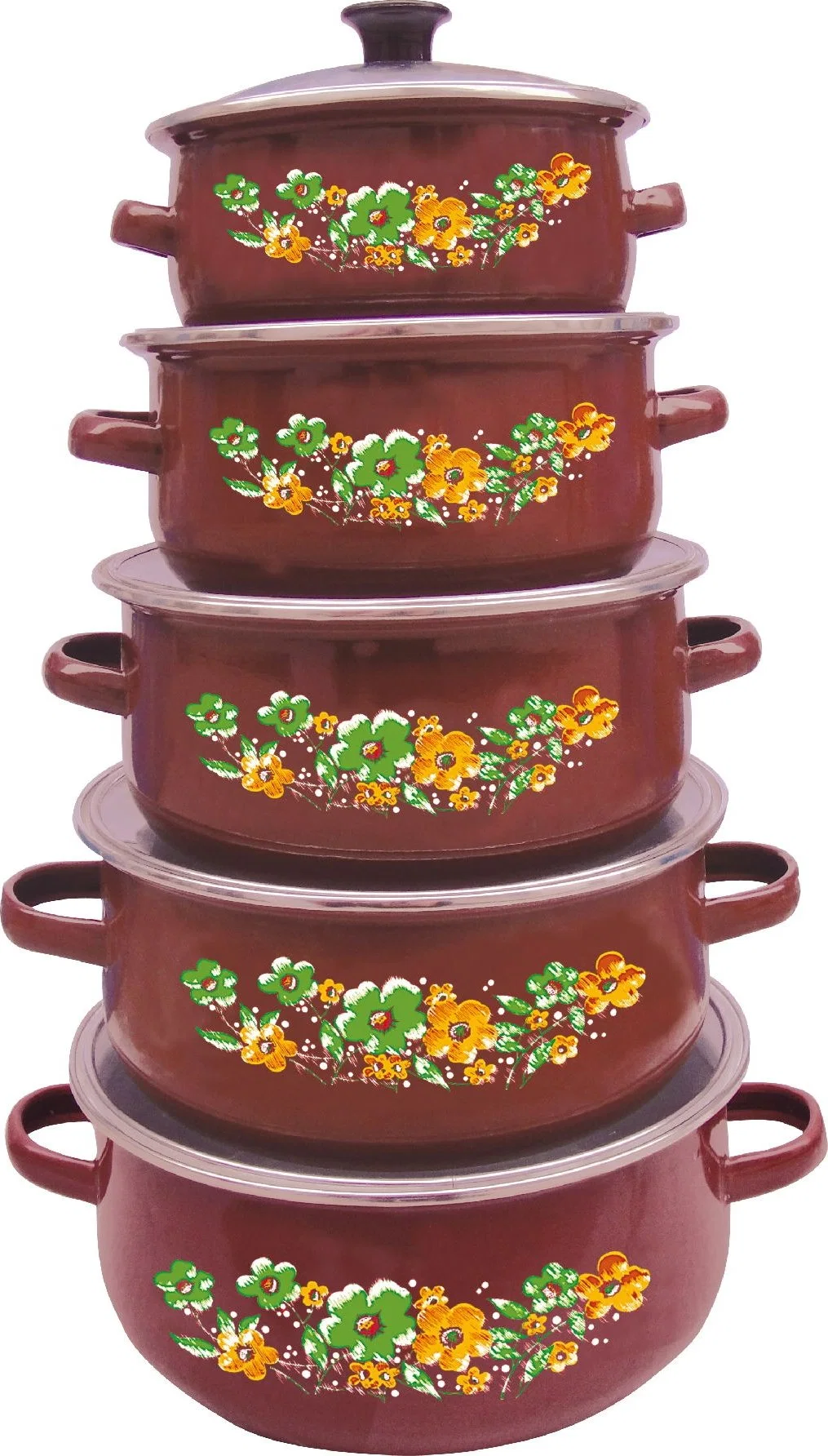 Superior Quality Safety Eco-Friendly Round Shape 5 PCS Enamel Casserole Set