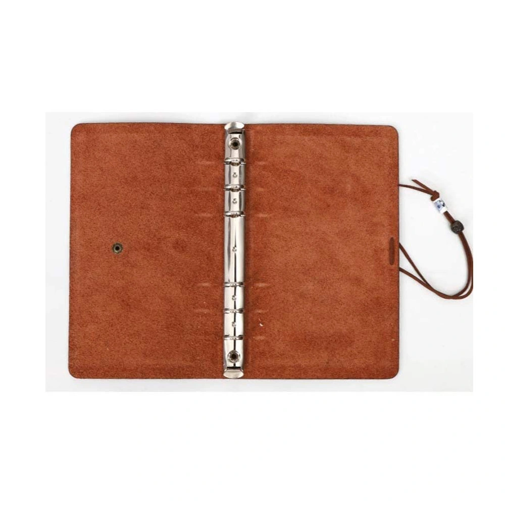 Customized Genuine Leather Travel Planner Premium Leather Journal Brown Binder Notebook Cover