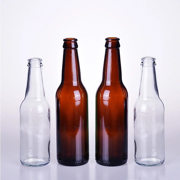 250ml 330ml 500ml Amber Clear Green Blue Color Glass Bottle with Crown Lid for Soda Water Beer Packaging