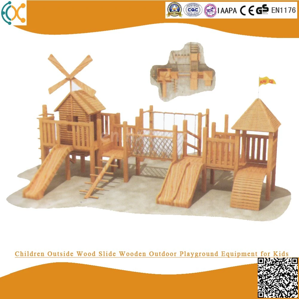 Kinder draußen Holz Rutsche Holz Outdoor Spielplatz Ausrüstung für Kinder