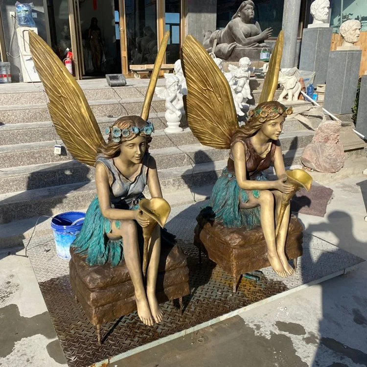 Customized Metal Art Statue Angel Wings Bronze Sculpture for Outdoor Decoration