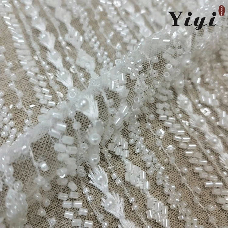 Latest Embroidered Tulle French Mesh Lace Fabric Glitter Embroidered Sequins Fabric Lace