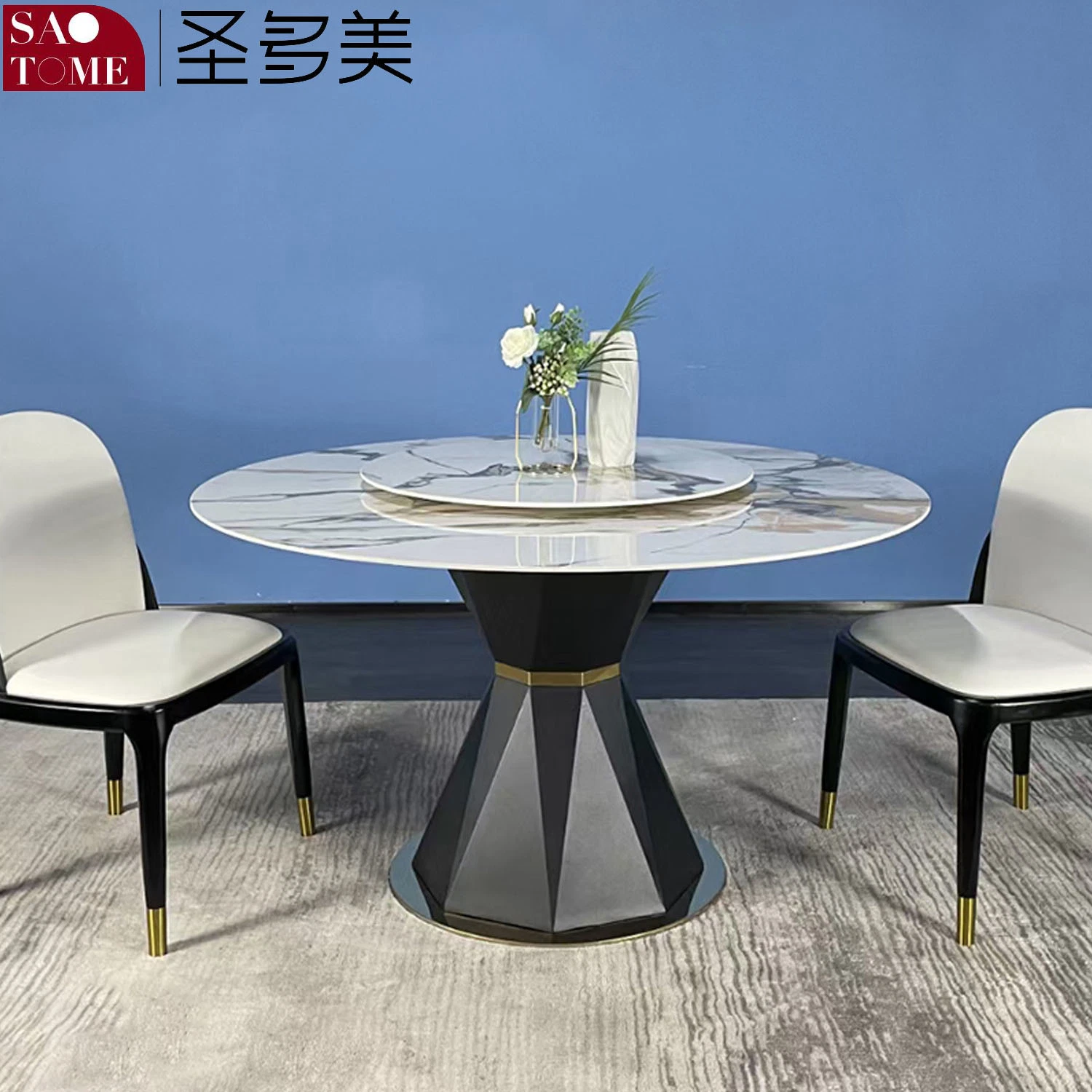 Modern Home Hotel Furniture with Turntable Round Dining Table