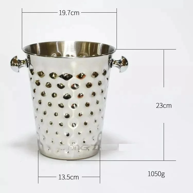 Ice Bucket Water-Ripple Style Stainless Steel Ice Cube Burket with Handle