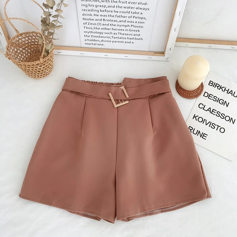 Colorful Stylish Vintage Cute High Waisted Shorts Wide Leg Short with Belt for Women and Girls