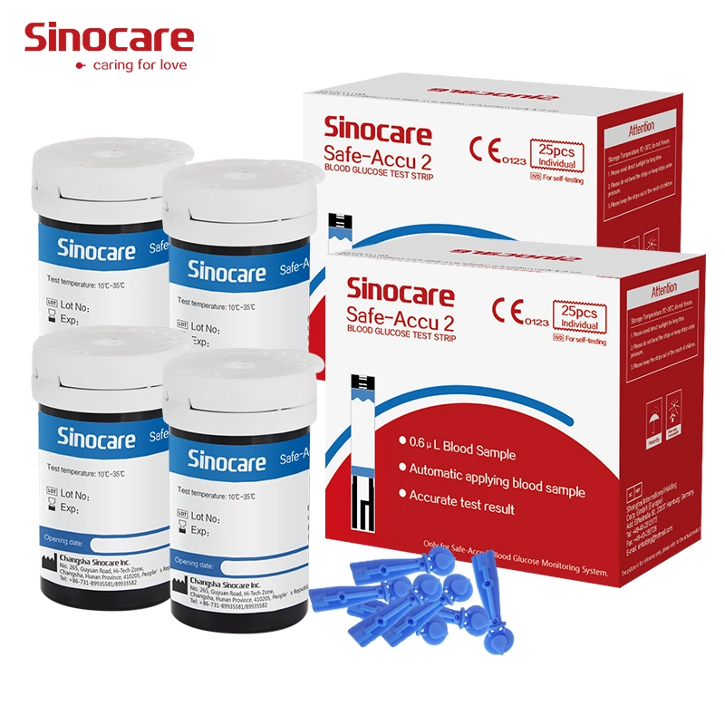 Sinocare Safe-Accu2 Home Care Glucometer Blood Suger Monitor Cheap Price with Test Strips Electronic Digital Glucose Meter