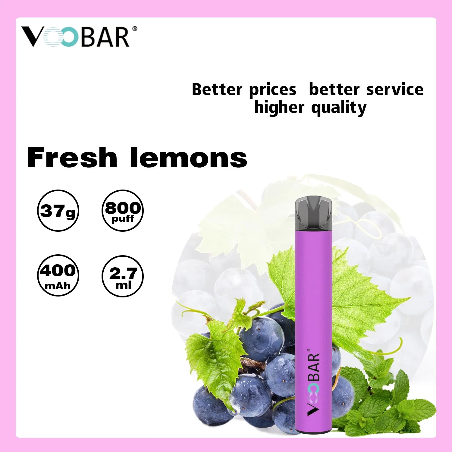 E Cigarettes for Disposable/Chargeable Vape 800 Puff Bar Vape Pen with 10 Tpd Flavors Support Customization
