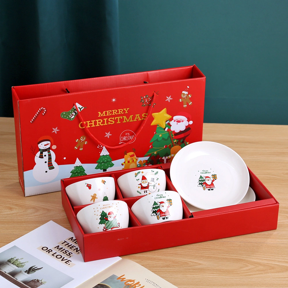 Christmas Ceramic Tableware Set 4 Bowls 2 Plates Live Jewelry Bank Marketing Holiday Gifts